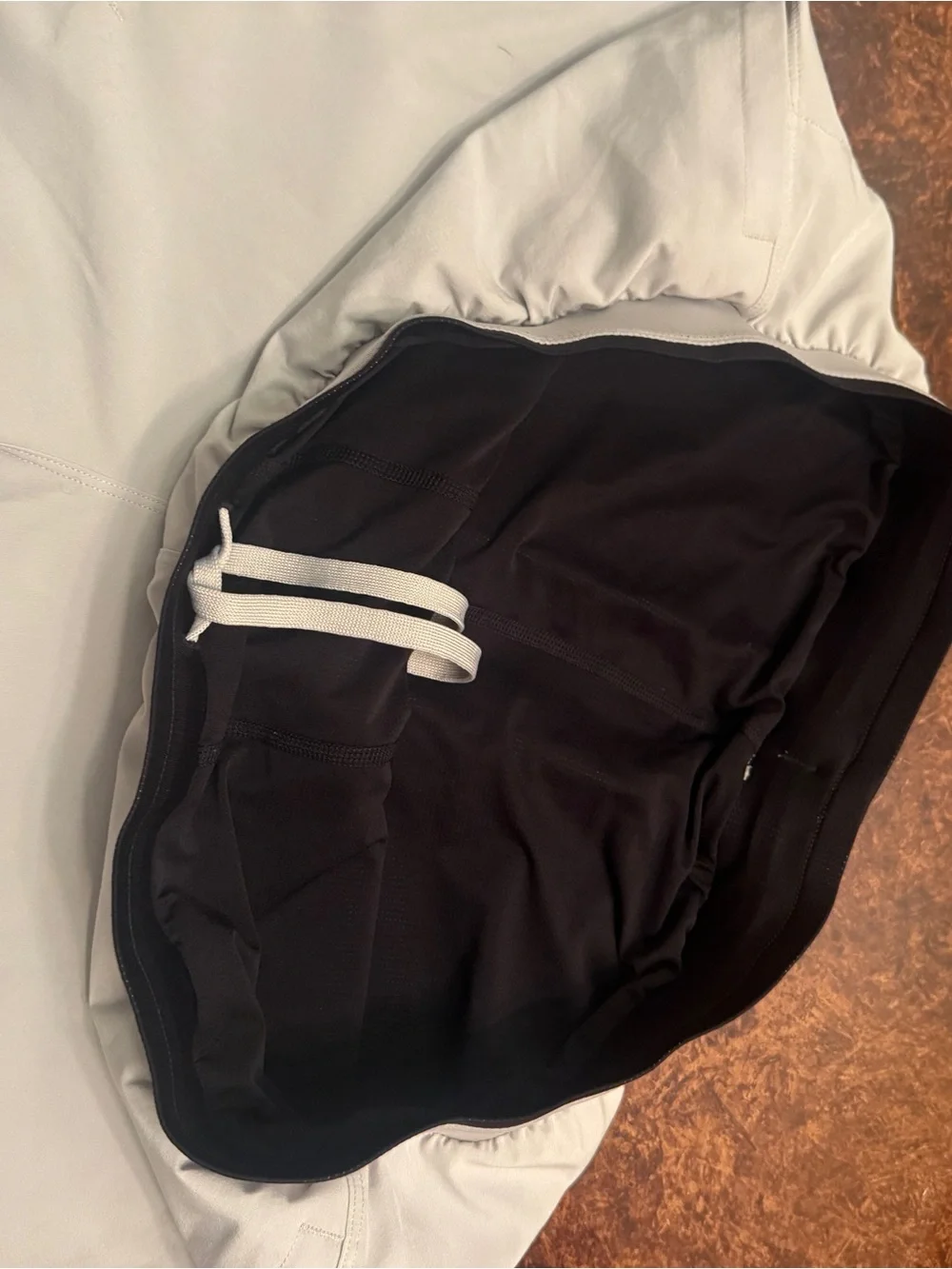 Fabletics Men's White Athletic Shorts with Black Waistband
